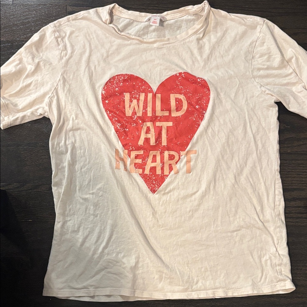 Jillian Harris x Joe Fresh Collab Off White Tee with Red Heart Design